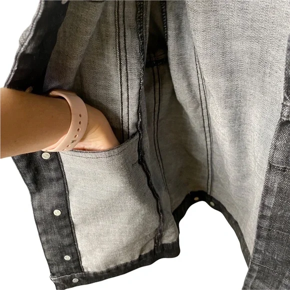 Hudson Jeans Moto Oversized Jacket Grey Black Denim Size Small - Picture 9 of 16